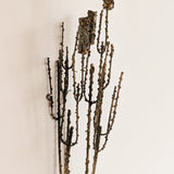 Rare Signed 1968 Curtis Jeré Brutalist Wall Sconce Candelabra with Faux Verdigris Finish