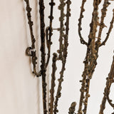 Rare Signed 1968 Curtis Jeré Brutalist Wall Sconce Candelabra with Faux Verdigris Finish