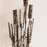 Rare Signed 1968 Curtis Jeré Brutalist Wall Sconce Candelabra with Faux Verdigris Finish