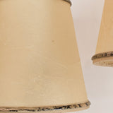 Pair of Rare Vintage Norwegian Brass and Wood Plug-in Wall Sconces with Original Shades