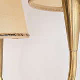 Pair of Rare Vintage Norwegian Brass and Wood Plug-in Wall Sconces with Original Shades