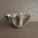 Large Vintage Speckled and Ruffled Signed Studio Pottery Bowl/Vase