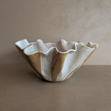 Large Vintage Speckled and Ruffled Signed Studio Pottery Bowl/Vase