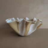 Large Vintage Speckled and Ruffled Signed Studio Pottery Bowl/Vase