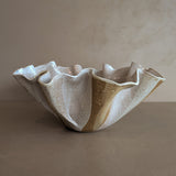 Large Vintage Speckled and Ruffled Signed Studio Pottery Bowl/Vase