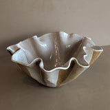 Large Vintage Speckled and Ruffled Signed Studio Pottery Bowl/Vase