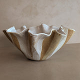 Large Vintage Speckled and Ruffled Signed Studio Pottery Bowl/Vase