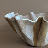 Large Vintage Speckled and Ruffled Signed Studio Pottery Bowl/Vase