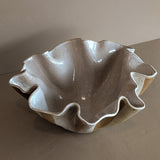 Large Vintage Speckled and Ruffled Signed Studio Pottery Bowl/Vase