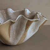 Large Vintage Speckled and Ruffled Signed Studio Pottery Bowl/Vase