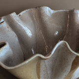 Large Vintage Speckled and Ruffled Signed Studio Pottery Bowl/Vase