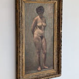 Unsigned Original Charles W. Bentz Nude Female Oil Portrait Painting in Gilded Frame