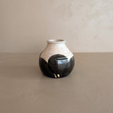 Beige Studio Pottery Vase with Black Geometric Circles