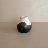 Beige Studio Pottery Vase with Black Geometric Circles