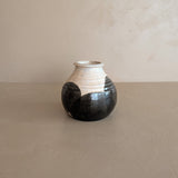 Beige Studio Pottery Vase with Black Geometric Circles