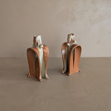 Pair of Unique Organic Modern Neutral Flower-Like Studio Pottery Candleholders