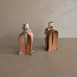 Pair of Unique Organic Modern Neutral Flower-Like Studio Pottery Candleholders