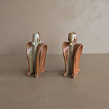 Pair of Unique Organic Modern Neutral Flower-Like Studio Pottery Candleholders
