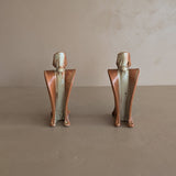Pair of Unique Organic Modern Neutral Flower-Like Studio Pottery Candleholders