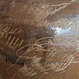 Vintage Signed Studio Pottery Brown Glazed Vase Incised with Nude Figures and Landscape