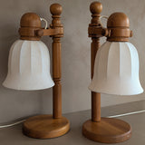 Pair of Large Unique Vintage Swedish Markslöjd Pine Table Lamps with Original Articulating Linen Shades