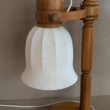 Pair of Large Unique Vintage Swedish Markslöjd Pine Table Lamps with Original Articulating Linen Shades
