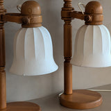 Pair of Large Unique Vintage Swedish Markslöjd Pine Table Lamps with Original Articulating Linen Shades