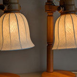Pair of Large Unique Vintage Swedish Markslöjd Pine Table Lamps with Original Articulating Linen Shades