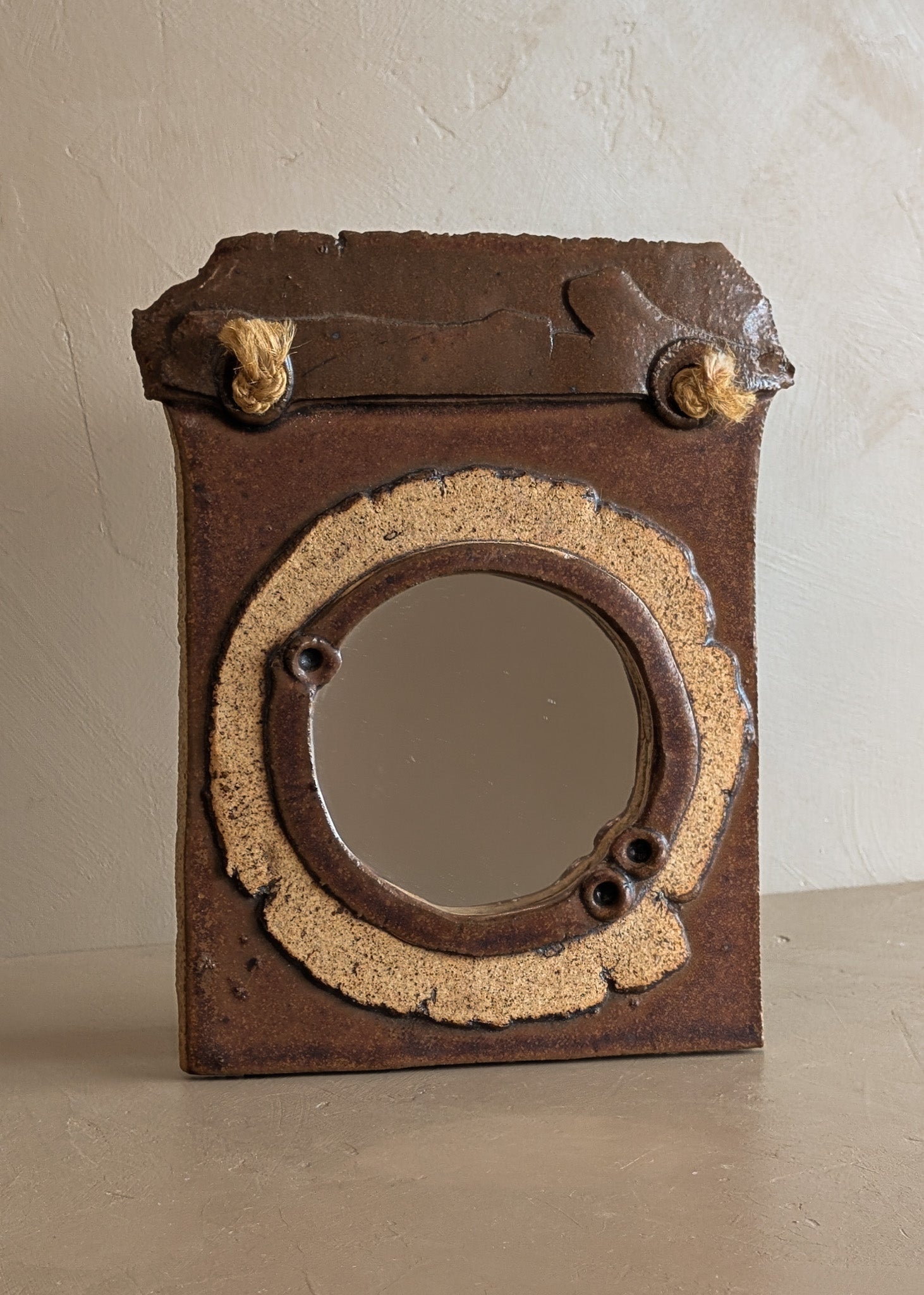Petite Studio Pottery Neutral Brutalist Wall Mirror