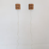 Pair of Vintage Pine Wooden Swedish Wall Sconces with Floral Cutouts Detailing