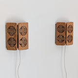 Pair of Vintage Pine Wooden Swedish Wall Sconces with Floral Cutouts Detailing