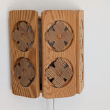 Pair of Vintage Pine Wooden Swedish Wall Sconces with Floral Cutouts Detailing