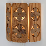 Pair of Vintage Pine Wooden Swedish Wall Sconces with Floral Cutouts Detailing