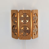 Pair of Vintage Pine Wooden Swedish Wall Sconces with Floral Cutouts Detailing
