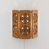 Pair of Vintage Pine Wooden Swedish Wall Sconces with Floral Cutouts Detailing