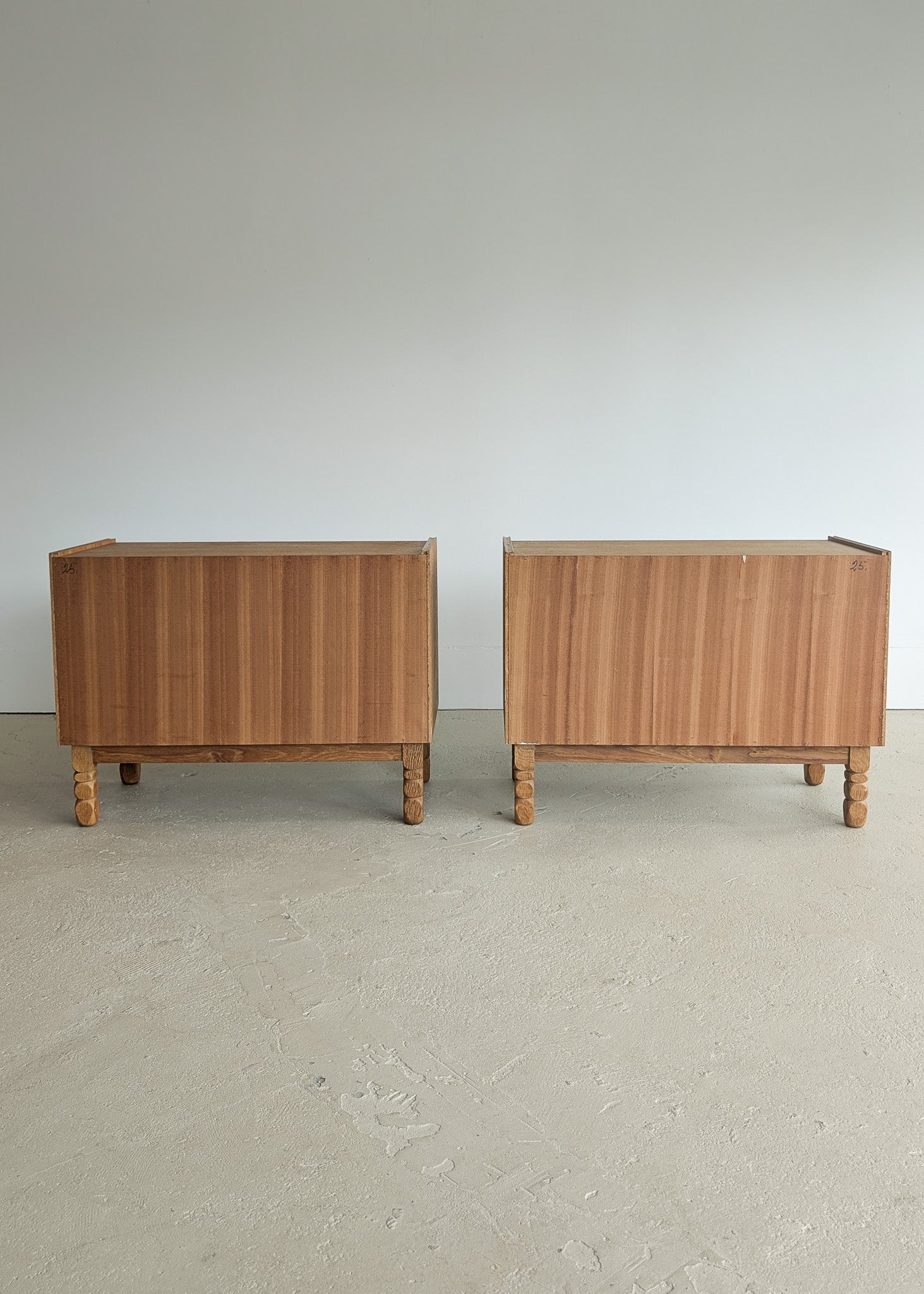 Pair of Vintage Danish Henning Kjærnulf-Attributed Quartersawn White Oak Cabinets with Adjustable Shelves