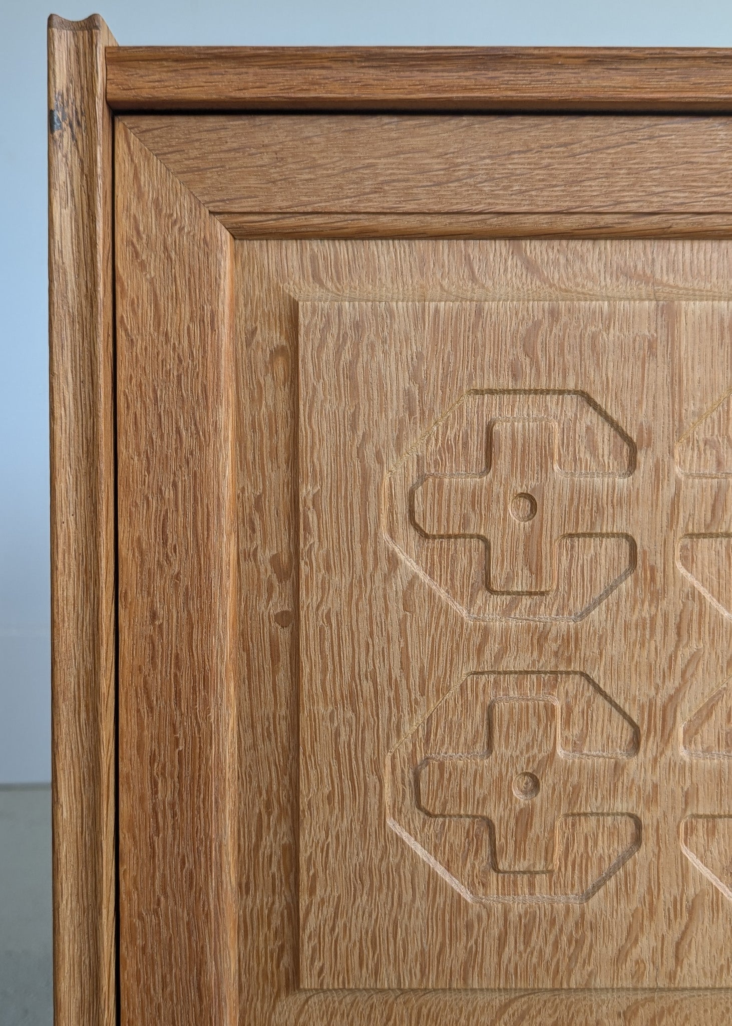 Pair of Vintage Danish Henning Kjærnulf-Attributed Quartersawn White Oak Cabinets with Adjustable Shelves