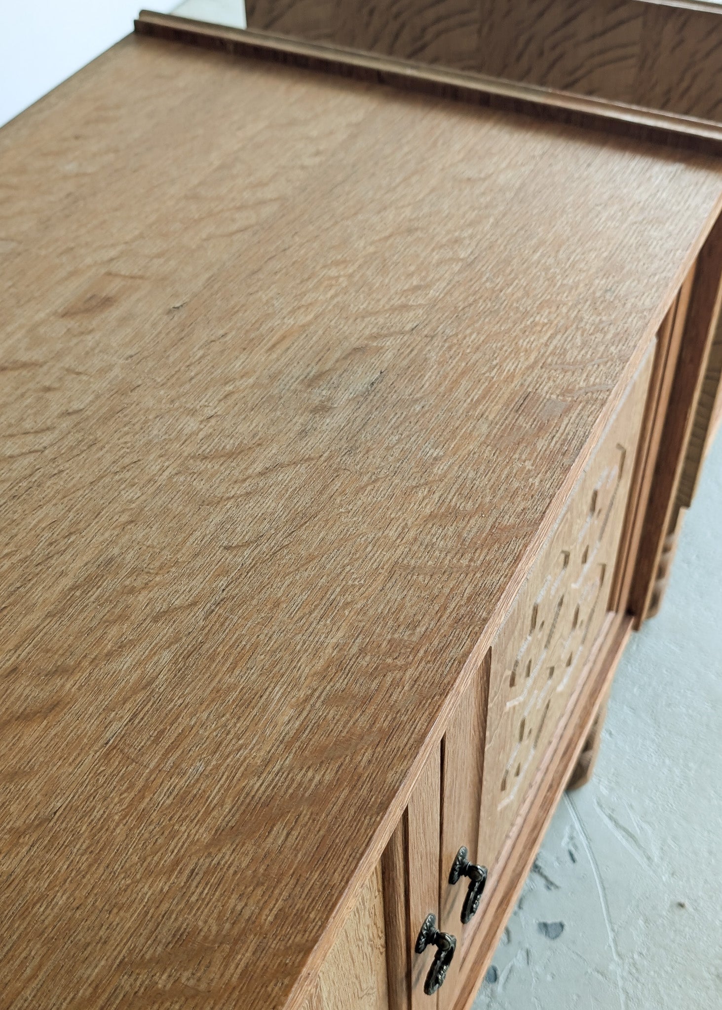 Pair of Vintage Danish Henning Kjærnulf-Attributed Quartersawn White Oak Cabinets with Adjustable Shelves