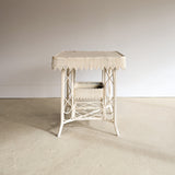 Antique Late 1800s Victorian Wakefield Rattan Company White Painted Rattan and Wicker Side or Breakfast Table