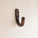 Dark Neutral Glazed Chunky Handmade Studio Pottery Ceramic Wall Hook