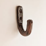 Dark Neutral Glazed Chunky Handmade Studio Pottery Ceramic Wall Hook