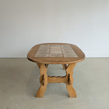 Large Vintage Danish Poul H. Poulsen-Style Quartersawn White Oak and Chestnut Ceramic Tile Coffee Table with Scalloped Stringers