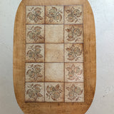 Large Vintage Danish Poul H. Poulsen-Style Quartersawn White Oak and Chestnut Ceramic Tile Coffee Table with Scalloped Stringers