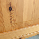 Pair of Vintage Swedish Light Pine Wooden Nightstands with Floral Motif Carving