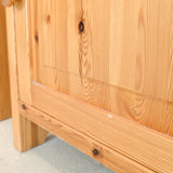 Pair of Vintage Swedish Light Pine Wooden Nightstands with Floral Motif Carving