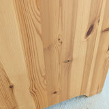 Pair of Vintage Swedish Light Pine Wooden Nightstands with Floral Motif Carving