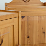 Pair of Vintage Swedish Light Pine Wooden Nightstands with Floral Motif Carving