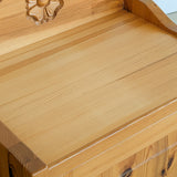 Pair of Vintage Swedish Light Pine Wooden Nightstands with Floral Motif Carving