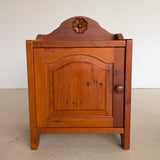 Pair of Vintage Swedish Reddish-Brown Pine Wooden Nightstands with Floral Motif Carving