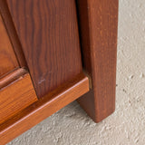 Pair of Vintage Swedish Reddish-Brown Pine Wooden Nightstands with Floral Motif Carving